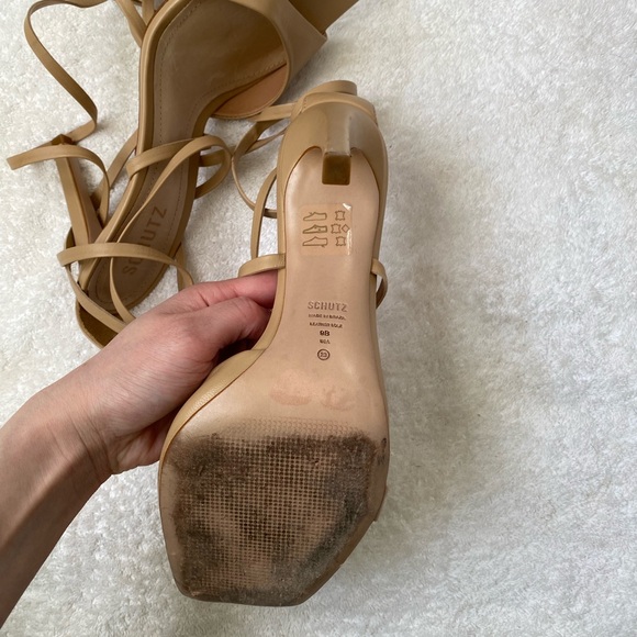SCHUTZ Beige Strappy Heels Size 9B - Picture 9 of 11